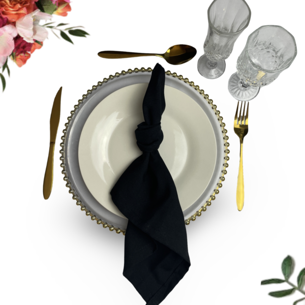 Dinner table setup with Black Dinner table setup with Black
